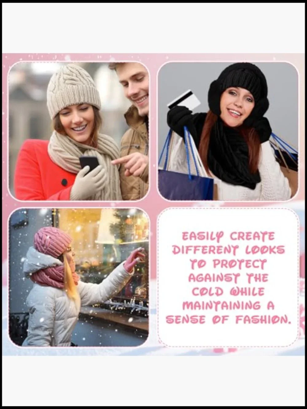 16-Piece Winter Hat Scarf Gloves Earmuffs Set Touch Screen Gloves Knit Acrylic